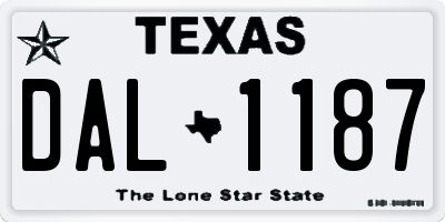 TX license plate DAL1187