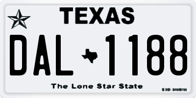 TX license plate DAL1188