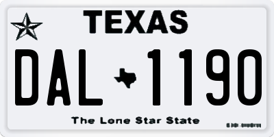 TX license plate DAL1190