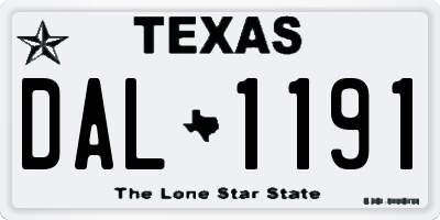 TX license plate DAL1191