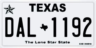 TX license plate DAL1192