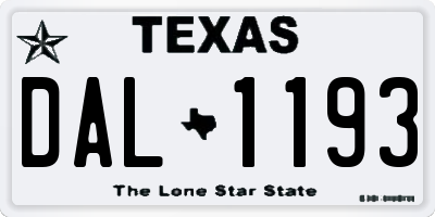 TX license plate DAL1193