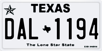 TX license plate DAL1194