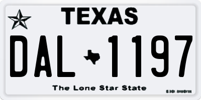 TX license plate DAL1197