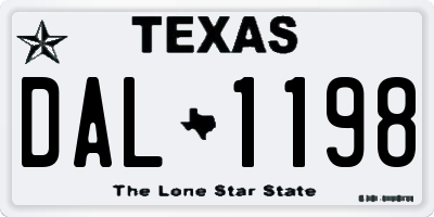 TX license plate DAL1198