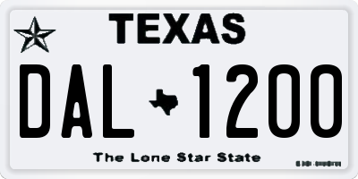 TX license plate DAL1200