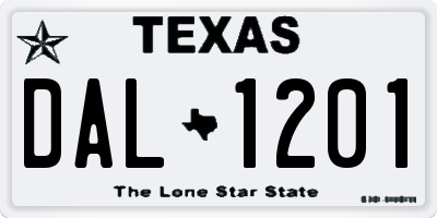 TX license plate DAL1201