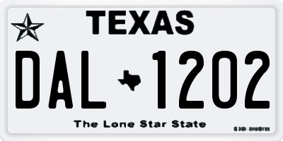 TX license plate DAL1202