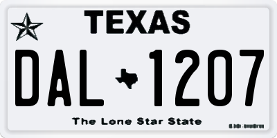 TX license plate DAL1207