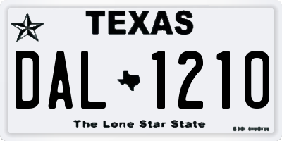 TX license plate DAL1210