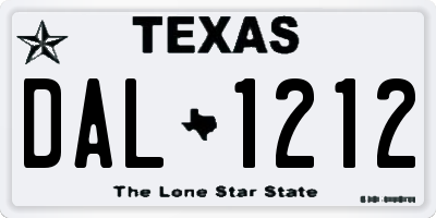 TX license plate DAL1212