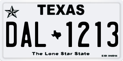TX license plate DAL1213