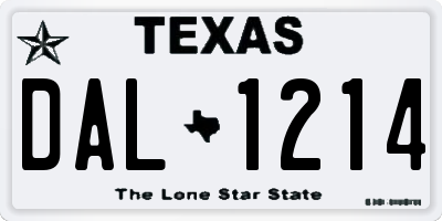 TX license plate DAL1214