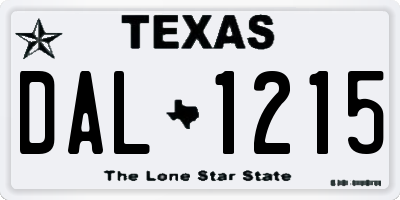 TX license plate DAL1215