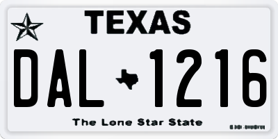 TX license plate DAL1216