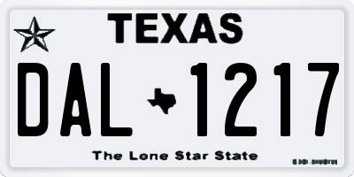 TX license plate DAL1217