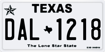 TX license plate DAL1218
