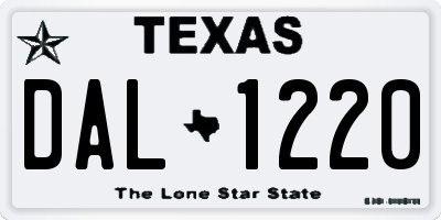 TX license plate DAL1220