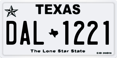 TX license plate DAL1221