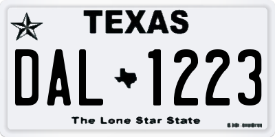 TX license plate DAL1223