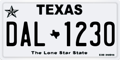 TX license plate DAL1230