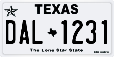 TX license plate DAL1231