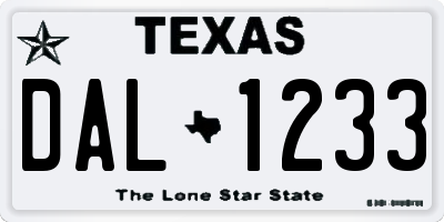 TX license plate DAL1233