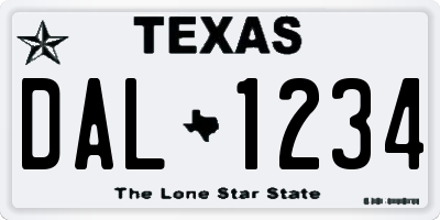 TX license plate DAL1234