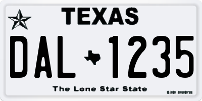 TX license plate DAL1235