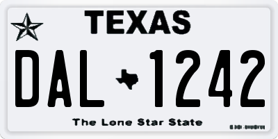 TX license plate DAL1242