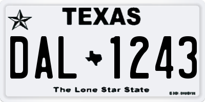 TX license plate DAL1243
