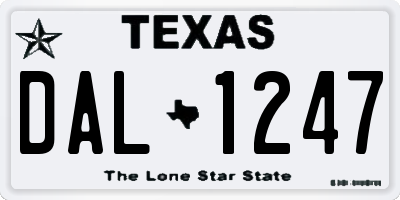 TX license plate DAL1247