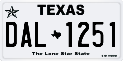 TX license plate DAL1251