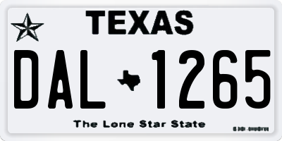 TX license plate DAL1265