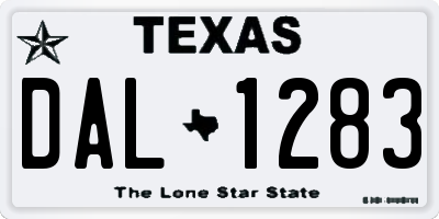 TX license plate DAL1283