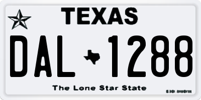 TX license plate DAL1288