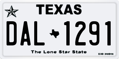 TX license plate DAL1291