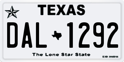 TX license plate DAL1292