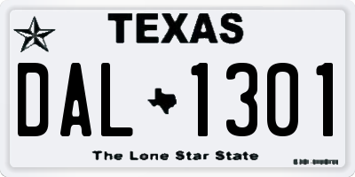 TX license plate DAL1301