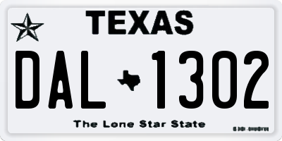 TX license plate DAL1302