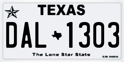 TX license plate DAL1303