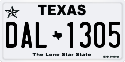 TX license plate DAL1305