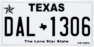 TX license plate DAL1306