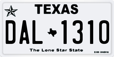 TX license plate DAL1310