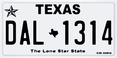 TX license plate DAL1314