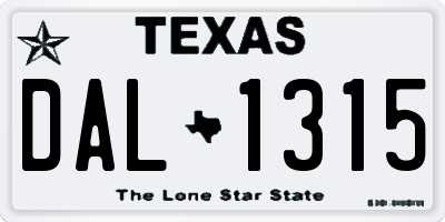 TX license plate DAL1315