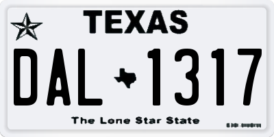 TX license plate DAL1317