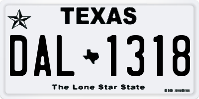 TX license plate DAL1318