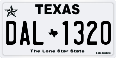 TX license plate DAL1320