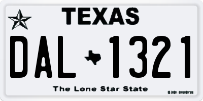 TX license plate DAL1321